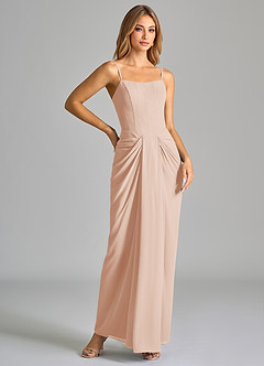 Azazie Anaïs Abiti da Damigella Abito Tubino in Chiffon Senza Cinturino Rosa Inglese image6