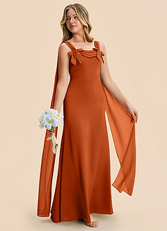 Azazie Chelsea Junior Burnt Orange Sheath Pleated Stretch Satin Dress image5