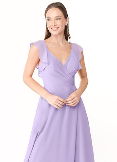 Azazie Yoko Bridesmaid Dresses Lilac A-Line Ruched Chiffon Dress image5