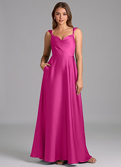 Azazie Beatrice Final Sale Fuchsia A-Line Sweetheart Neckline Stretch Satin Dress image1