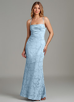 Azazie Ola Brautjungfernkleider Meerjungfrau-Linie Korsett Blumen-Burnout Kleid Himmelblau image1