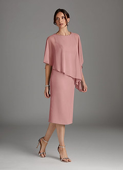 Azazie Sparrow Abiti per la Madre della Sposa Abito Tubino in Chiffon Paillettes Rosa Polverosa image2