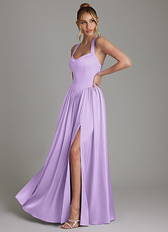 Azazie Francis Bridesmaid Dresses Lilac A-Line Corset Stretch Satin Dress image5