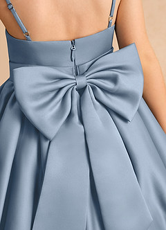 Azazie Davine Flower Girl Dresses Dusty Blue A-Line Spaghetti Strap Matte Satin Dress image10