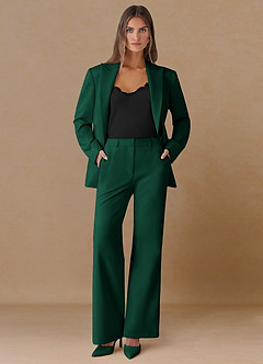 front Marina émeraude Pantalon droit en tissu raffiné