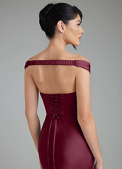 Azazie Stella Bridesmaid Dresses Mulberry Sheath Corset Stretch Satin Convertible Dress image9
