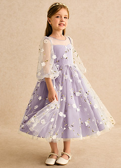 Azazie Elowen Flower Girl Dresses Wisteria A-Line Sweetheart Neckline Lace Dress image4