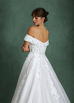 Azazie Becca Robes de mariée Robe Trapèze en Tulle Décolleté en cœur Blanc De Diamant image6