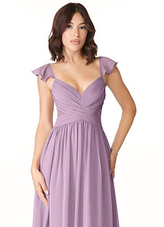 Azazie Lissa Bridesmaid Dresses Wisteria A-Line Lace Chiffon Dress image6