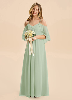 Azazie Nolana Junior Dusty Sage A-Line Pleated Chiffon Dress image6