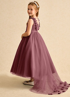 Azazie Lorita Flower Girl Dresses Desert Rose A-Line Beaded Tulle Dress image3
