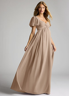 Azazie Madisynn Maternity Bridesmaid Dresses Bow Chiffon Floor-Length Dress image4