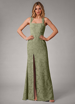 Azazie Luci Bridesmaid Dresses Pistachio Mermaid Pleated Floral Burnout Convertible Dress image5