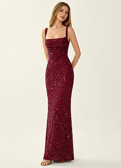 Amarante Burgundy Sequins Lace Up Back Special Occasion Dress image3