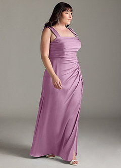 Azazie Jesaphine Bridesmaid Dresses Wisteria Sheath Bow Stretch Satin Dress image10