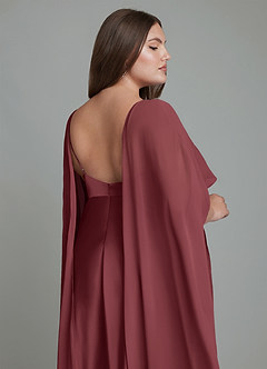 Azazie Stefania Brautjungfernkleider A-Linie Stretch-Satin Kleid Merlot image15