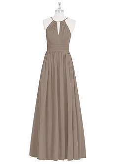 Azazie Cherish Bridesmaid Dresses Taupe A-Line Pleated Chiffon Dress image6