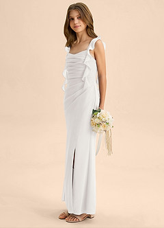 Azazie Jessamine Junior White Mermaid Sweetheart Neckline Chiffon Dress image5