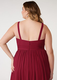 Azazie Chanel Brautjungfernkleider A-Linie Plissee Chiffon Kleid Burgunderrot image11