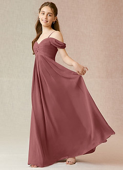 Azazie Kaitlynn Junior A-Linie Schulterfrei Chiffon Kleid Amethyst image3