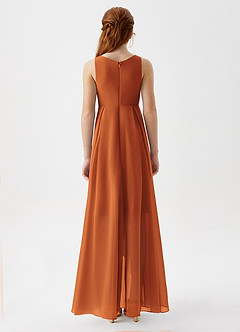 Azazie Lizette Junior Cinnamon A-Line Pleated Chiffon Dress image6