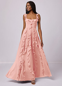 Barbie ♥ Azazie Bridesmaid Dresses Rosette A-Line with Pockets Chiffon Dress image1