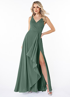 Azazie Calvi Bridesmaid Dresses Sea Moss A-Line Ruched Chiffon Dress image4