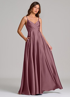 Azazie Amani Brautjungfernkleider A-Linie Plissee Stretch-Satin Kleid Amethyst image4