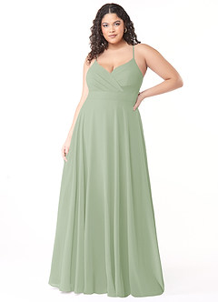 Azazie Avelina Bridesmaid Dresses Dusty Sage A-Line V-Neck Pleated Chiffon Dress image6