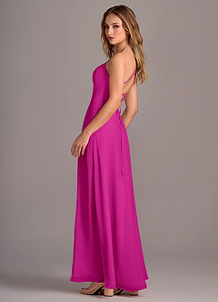 Azazie Mei Vestidos de damas de honor Vestido de Fucsia de Gasa de Corte en A image5