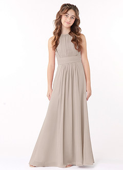 Azazie Bonnie Junior Frost A-Line Pleated Chiffon Dress image1