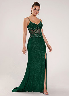 Christinmar Vert Foncé Robe de bal en satin stretch ornée de strass image6