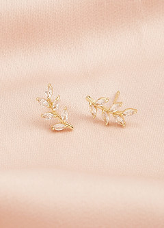 front Zircon Leaf Shaped Earrings
