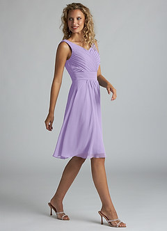 Azazie Grace Bridesmaid Dresses Lilac A-Line Pleated Chiffon Dress image4