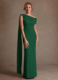 Azazie Bassi Klänningar till brudens mor Klä Sjöjungfru i Maska Av axeln Mörkgrön image1