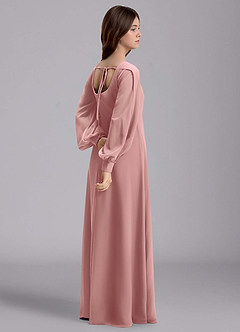 Azazie Bondi Junior Jurk van Chiffon met A-Lijn Blouson Stoffige Roos image6