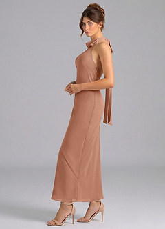 Azazie Velli Bridesmaid Dresses Bronzer Mermaid High Neck Chiffon Dress image4