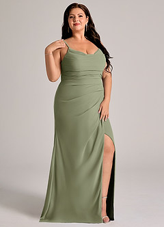 Azazie Deandra Bridesmaid Dresses Pistachio Mermaid Pleated Chiffon Dress image11