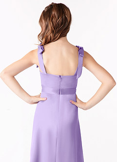 Azazie Barbara Junior Lilac A-Line Bow Matte Satin Dress image4