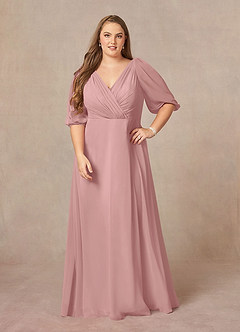 Azazie Bronwyn Mother of the Bride Dresses Dusty Rose A-Line V-Neck Ruched Chiffon Dress image6
