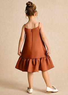 Azazie Kiwi Jurken voor bloemenmeisjes A-Lijn Jurk van Mat Satijn Spaghetti Bandje Verbrande Sinaasappel image2