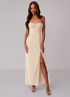 Barbie ♥ Azazie Bridesmaid Dresses White Alabaster Sheath Corset Chiffon Dress image1