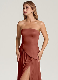 Azazie Tierney Jurken voor bruidsmeisjes Converteerbaar Jurk van Chiffon met A-Lijn Strapless Kastanjebruin image2