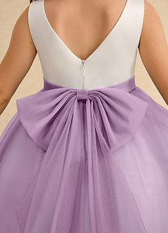 Azazie Rene Flower Girl Dresses Ivory Wisteria A-Line Bow Tulle Dress image7