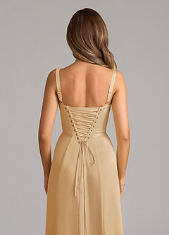 Azazie Amaris Brautjungfernkleider A-Linie Korsett Stretch-Satin Kleid Gold image6