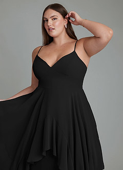 Azazie Zaina Abiti da Damigella Abito A-Line in Chiffon Nero image6