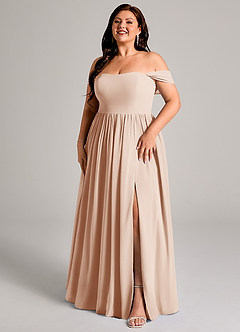 Azazie Calianna Bridesmaid Dresses English Rose A-Line Off the Shoulder Chiffon Convertible Dress image12