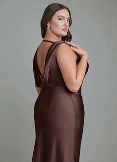 Azazie Kieryn Bridesmaid Dresses Ganache Mermaid Pleated Stretch Satin Dress image13
