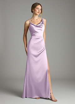 Azazie Samara Abiti da Damigella Abito Sirena in Raso Elasticizzato Plissettato Lilla Glassato image4