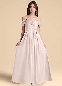 Azazie Kaitlynn Junior Jurk van Stretch Satijn met A-Lijn Off the Shoulder Blozend Roze image6